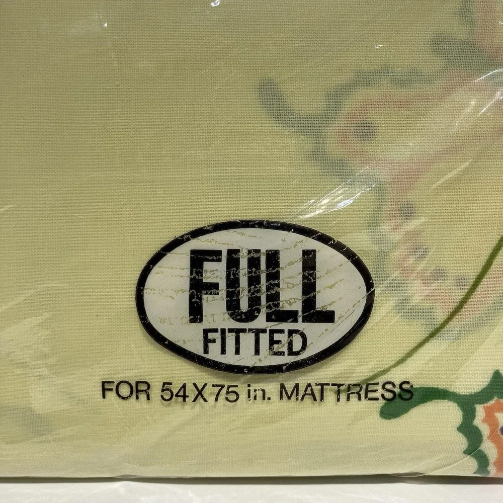 Tastemaker‎ Full Fitted Sheet Summer Fantasy Butterflies No Iron Muslin 70s NOS